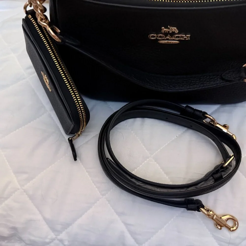 medium coach teri shoulder bag and charm wallet